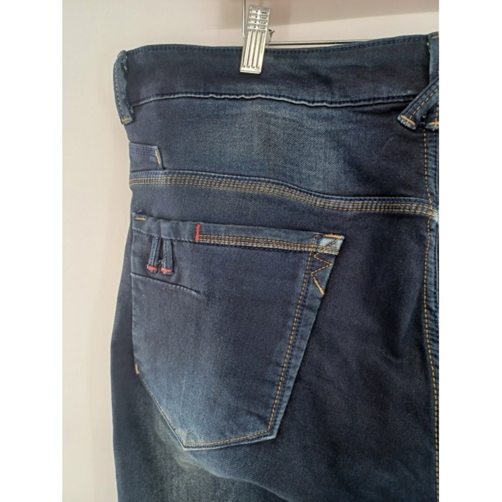 Carbon Slim Fit Jeans Men 40 Low Wasit Dark Wash Blue Whiskered Faded Distressed - Picture 5 of 15